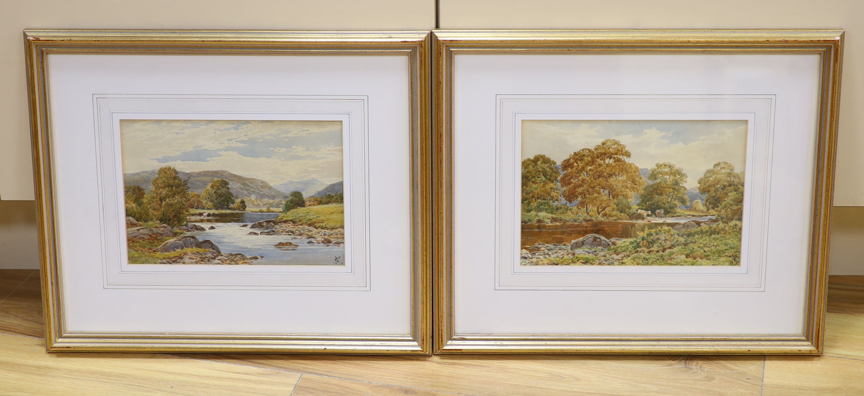 George Vicat Cole, R.A. (1833-1893), pair of watercolours, River landscapes, signed and dated 1879, 16 x 24cm